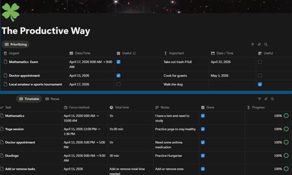 Notion-based time management template